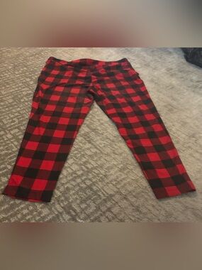 Adult  Red and Black Buffalo Plaid Leggings